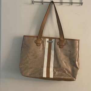 Nautica Brown and White Tote Bag